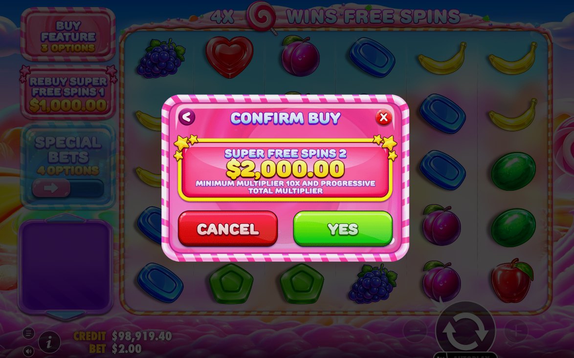 Bonus screen as winning symbols tumble and new ones fall