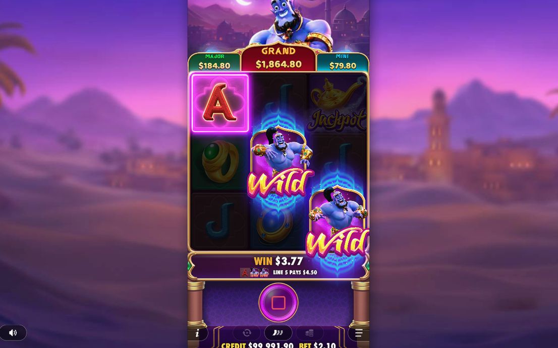 Base Game grid with the WILD genie in play