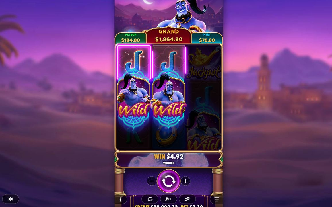 Win screen showing the payout after a spin
