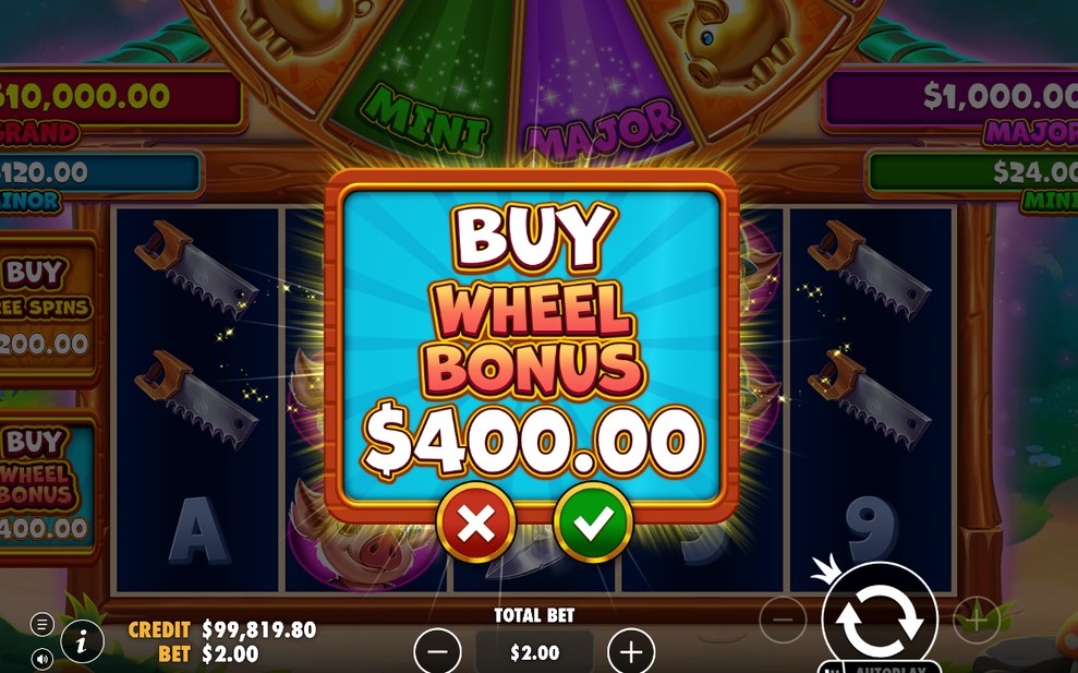 Wheel Bonus award revealed before the feature starts
